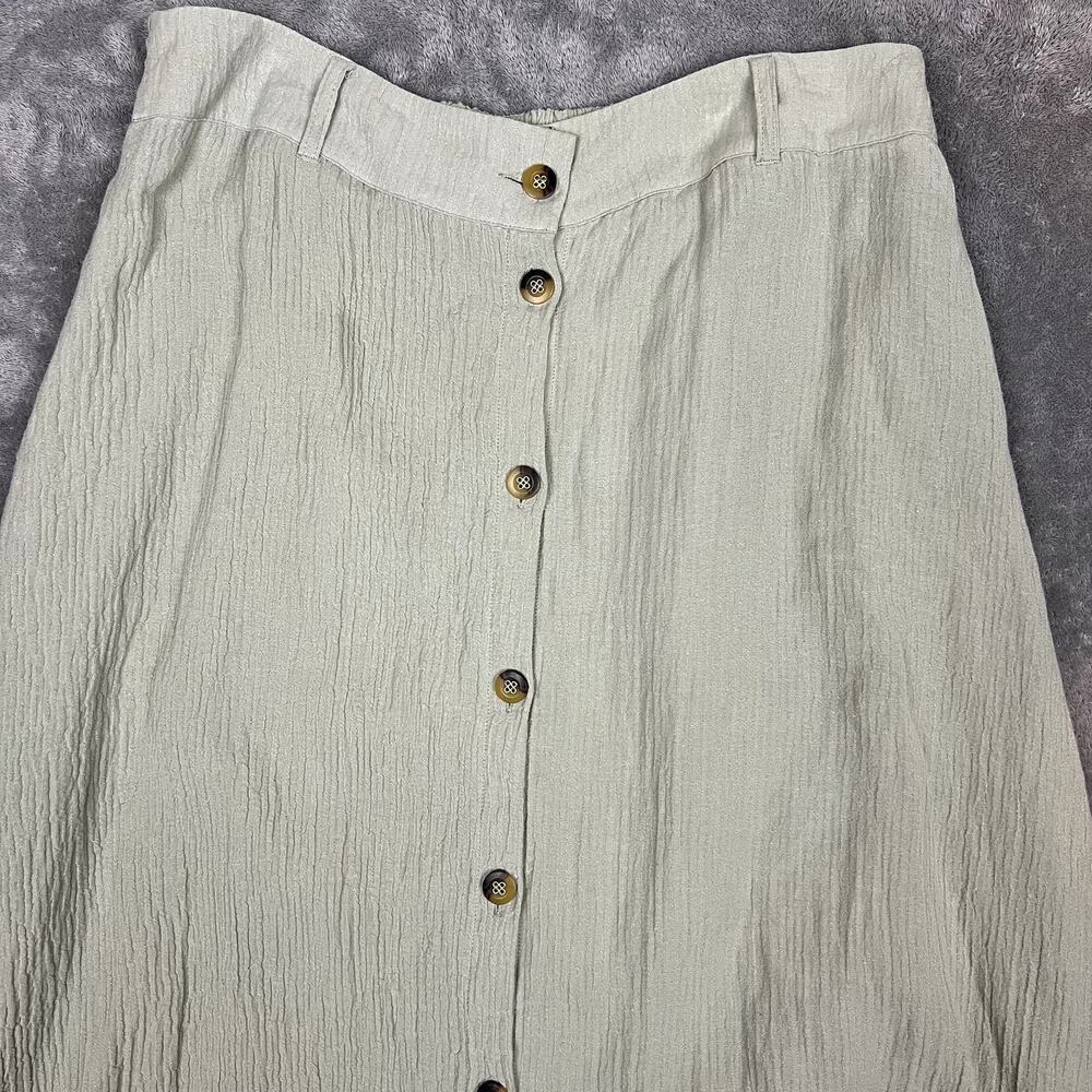 Soft Surroundings Rayon Maxi Skirt Button Front Womens L Mint Green Boho - Picture 2 of 9